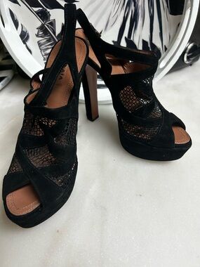 Alaia Black Suede Strappy High Heel Sandals